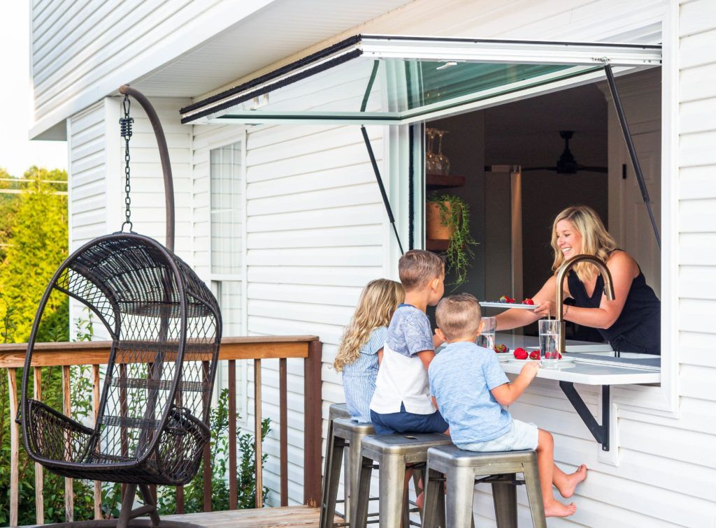 White chairs and gas strut — Servery Windows in Tamworth, NSW