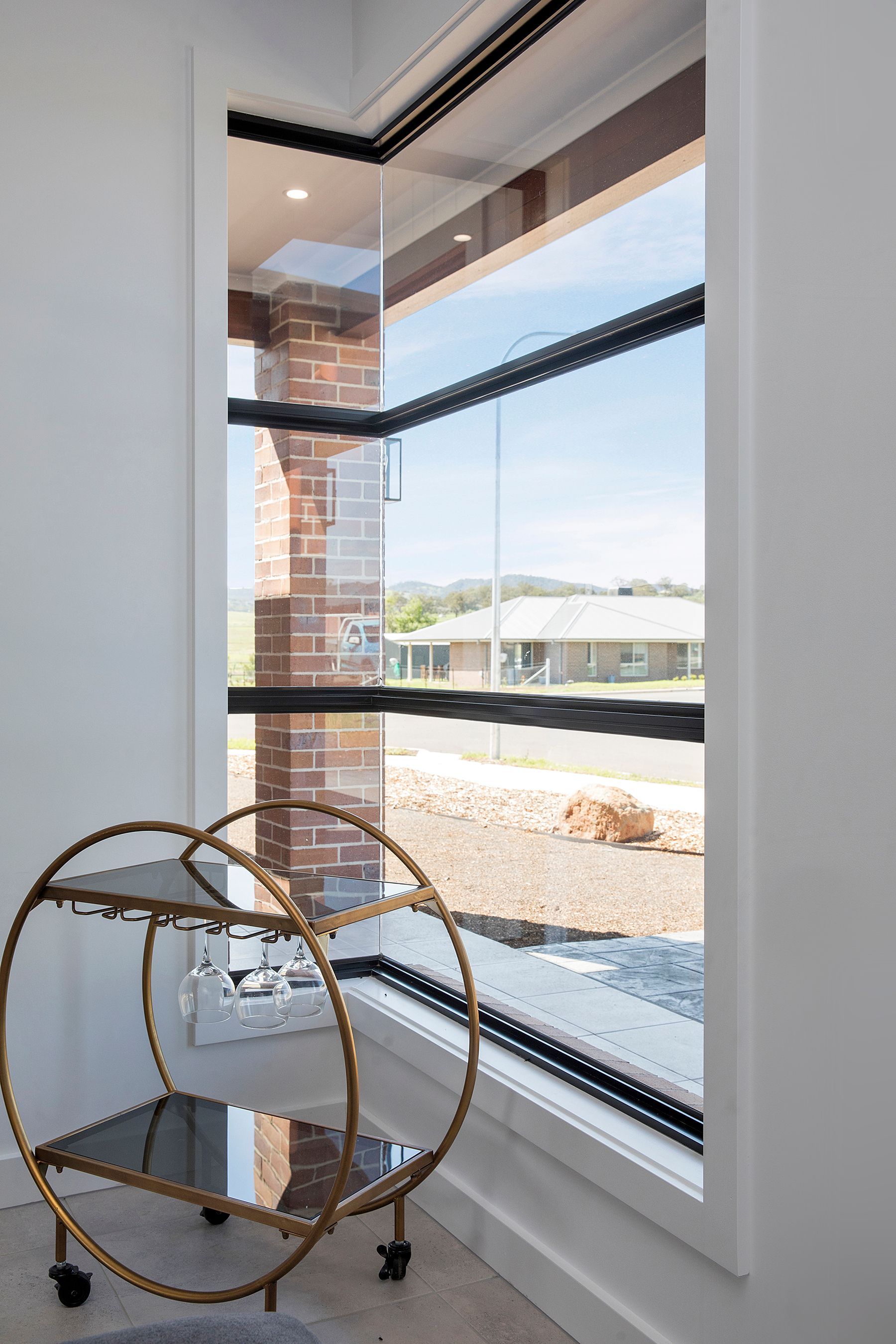 Gray front door with small square decorative windows — Windows & Doors in Armidale, NSW