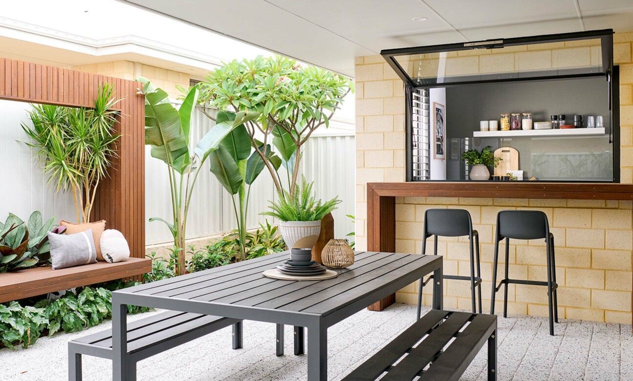 Living room lounge area in luxury apartment — Servery Windows in Tamworth, NSW