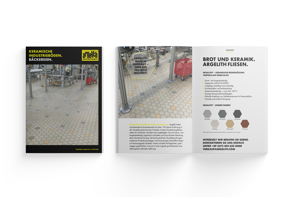 A brochure with a picture of a brick floor and a brochure with a picture of a brick floor.
