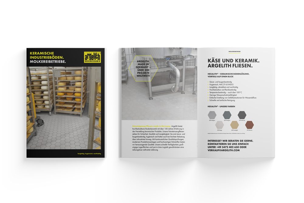 A brochure with a picture of a bakery and a picture of a machine.