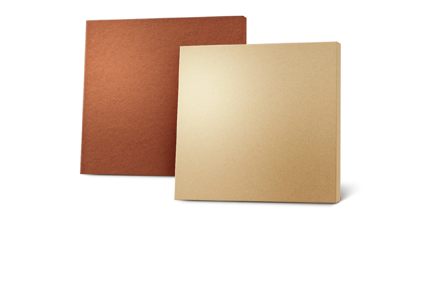 A brown and a tan square on a white background