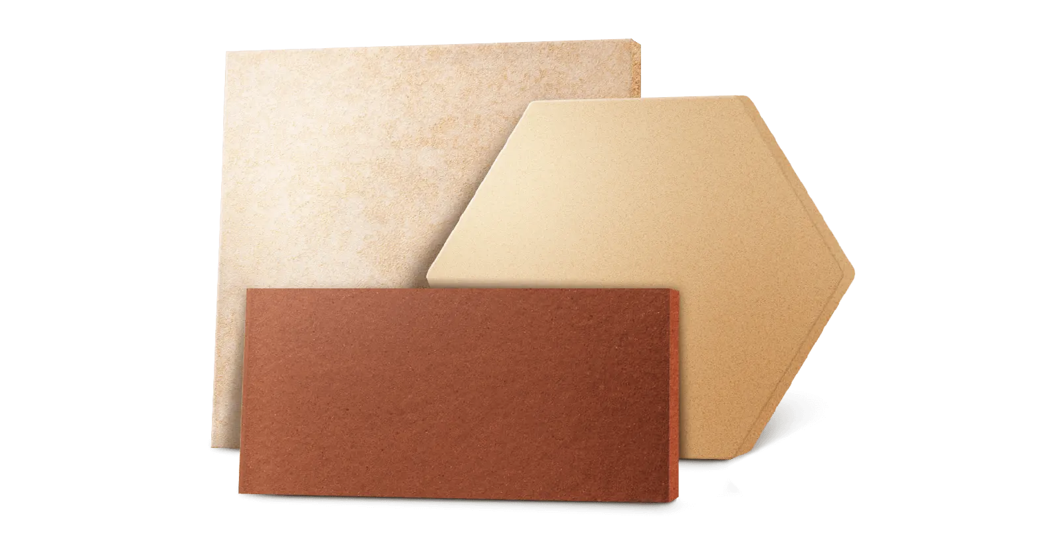 Three pieces of wood are stacked on top of each other on a white background.