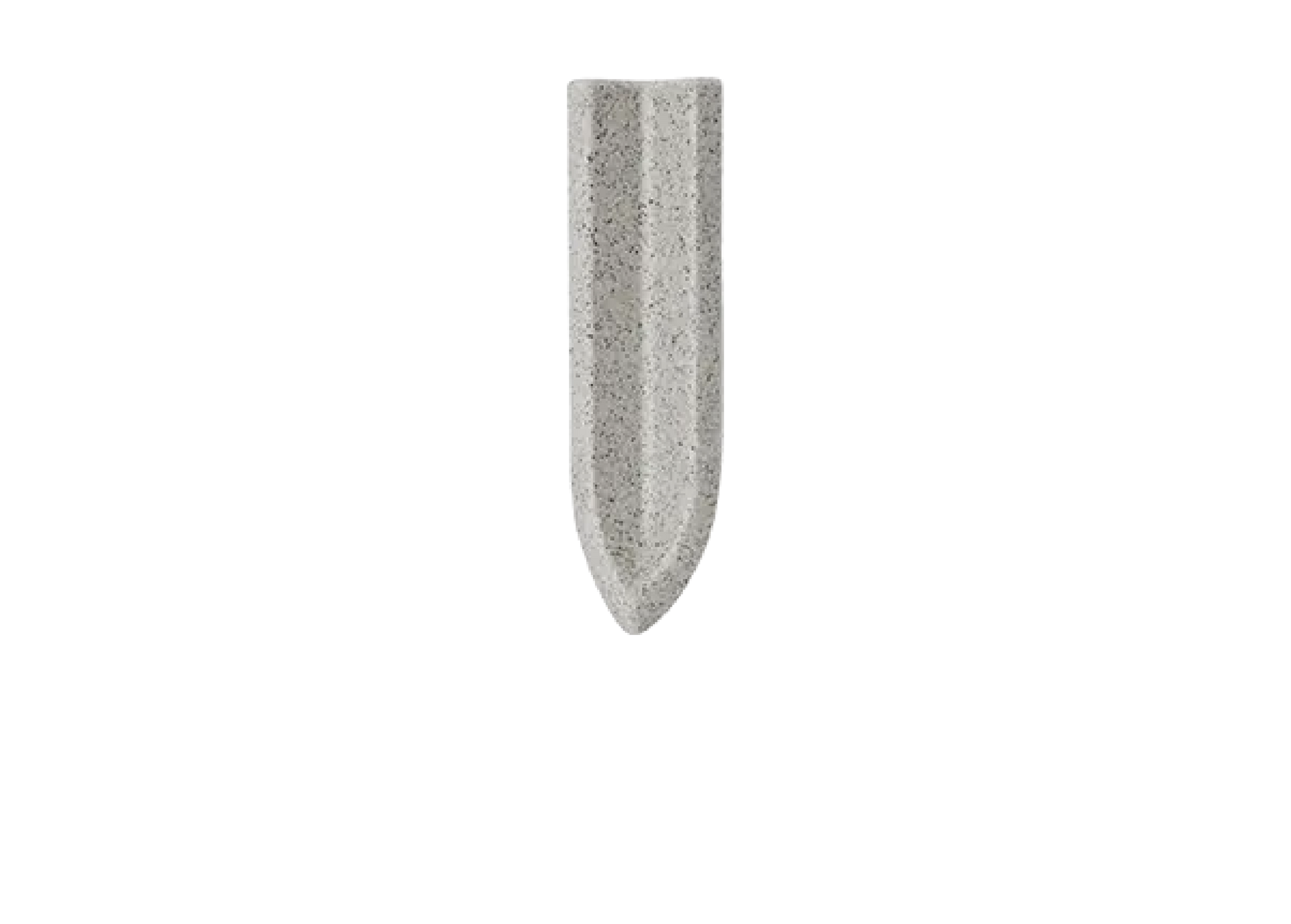 A close up of a pointed object on a white background.