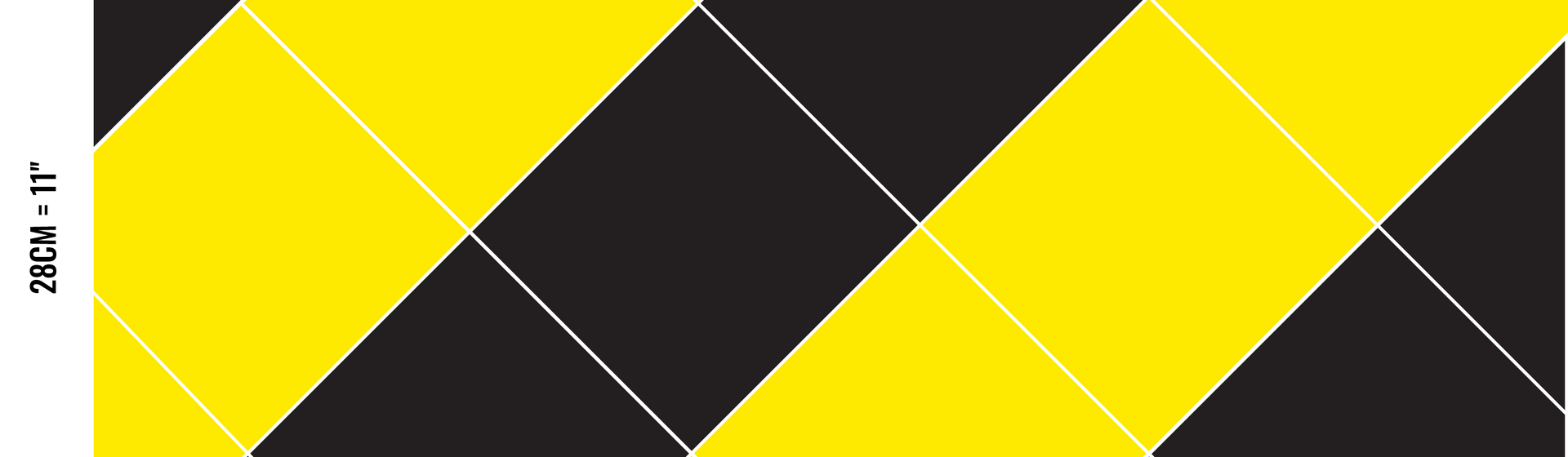 A black and yellow checkered pattern on a white background.