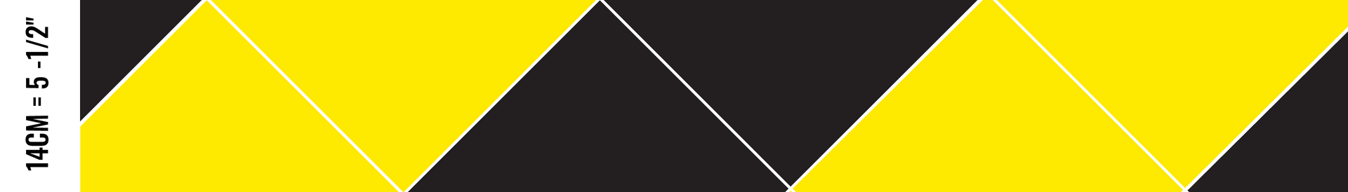 A close up of a yellow and black striped sign on a white background.