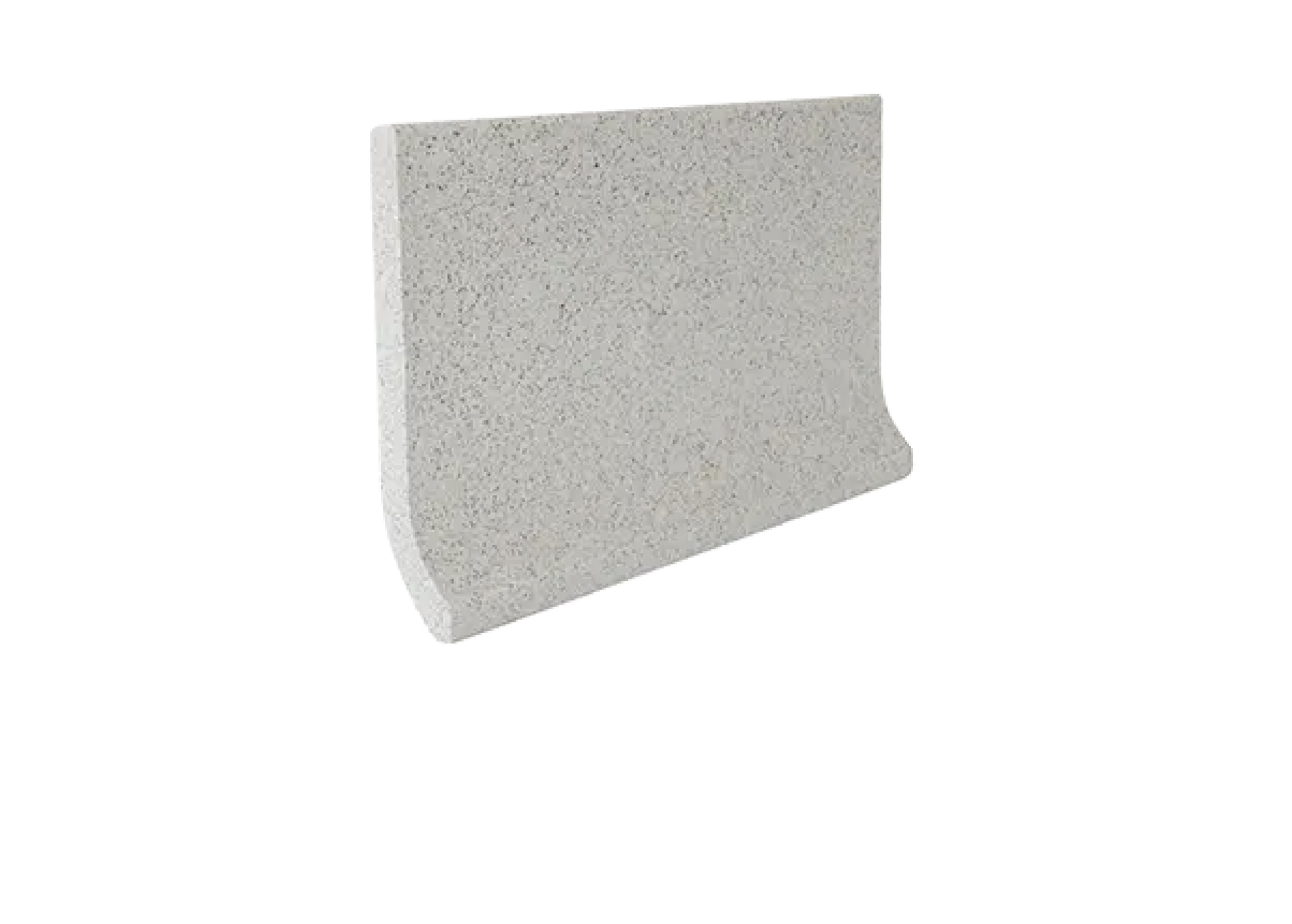 A light gray cove base piece of fully vitrified tile
