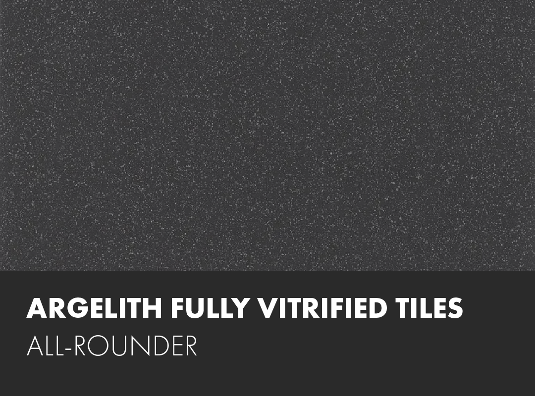 A black tile that says ' argelith fully vitrified tiles all-rounder ' on it