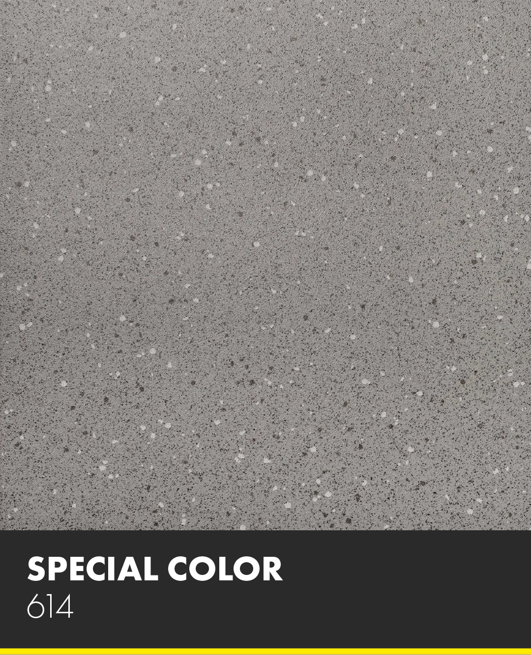 A close up of a gray tile that says special color 614
