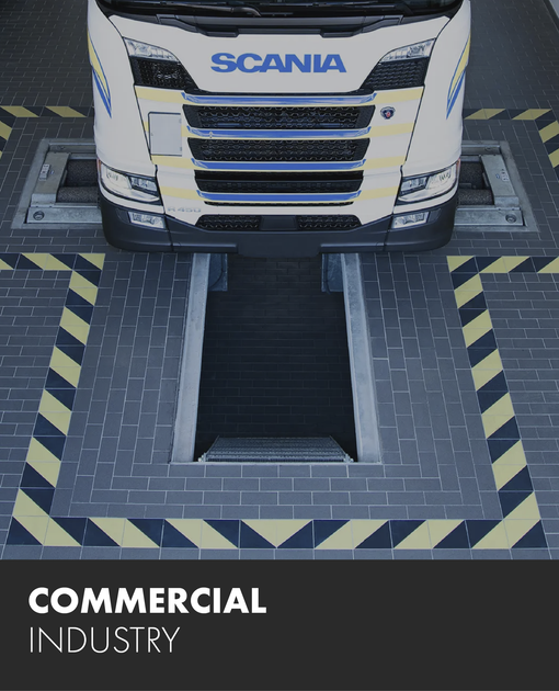 A scania truck is being tested in a commercial industry