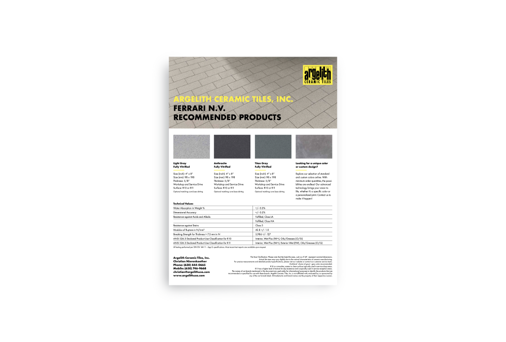 A brochure for a company 's products is on a white background.