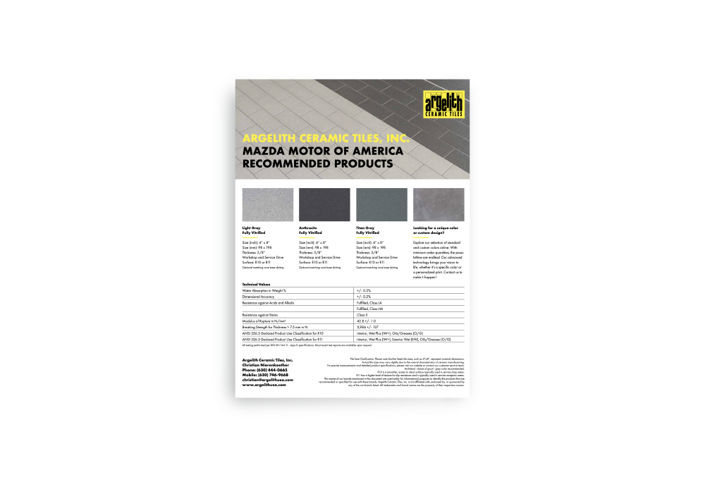 A brochure with four different shades of gray on a white background.
