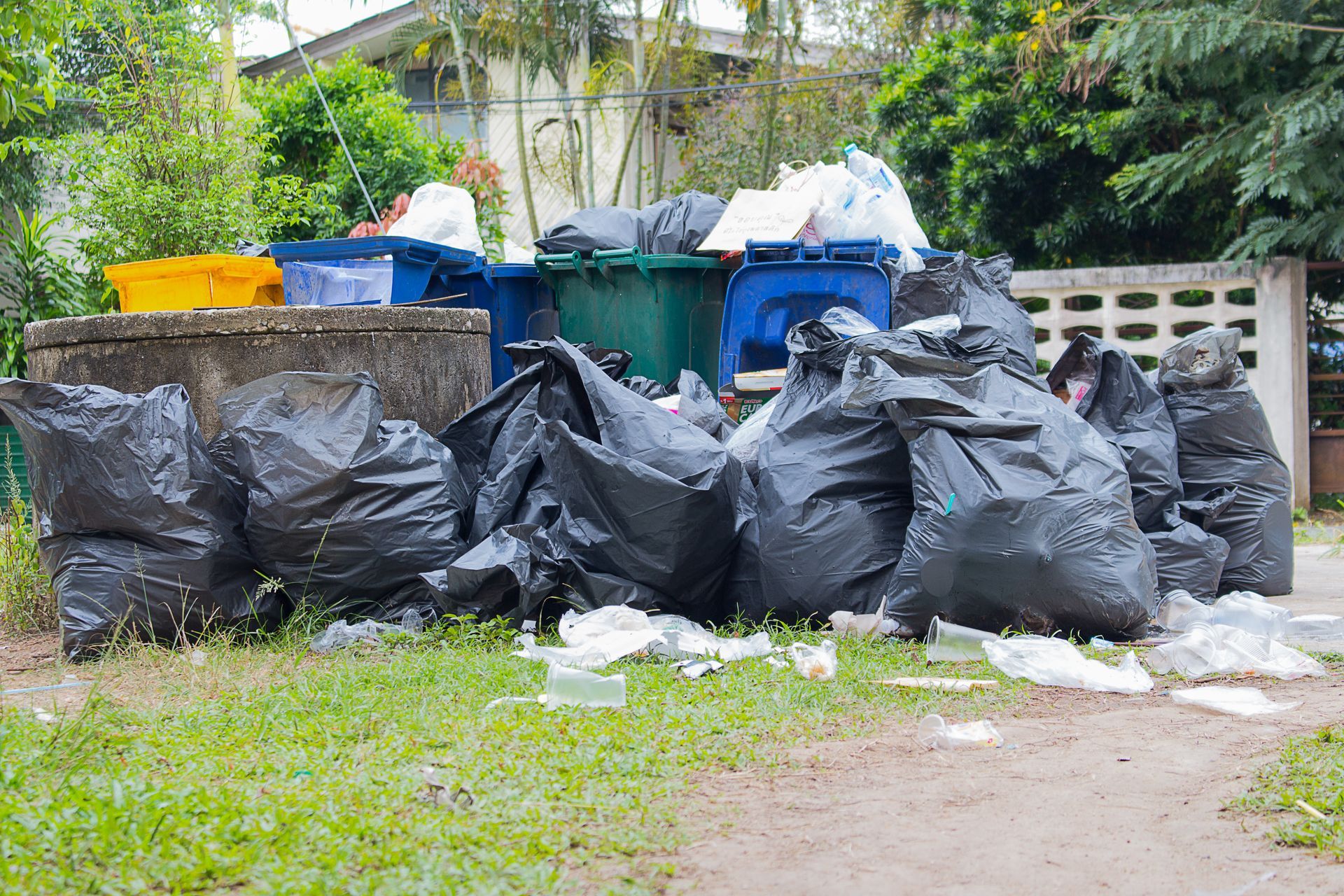: A pile of garbage bags.