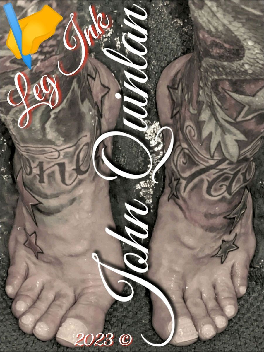 Actor John Stoneface Quinlan Feet & Leg Tattoos 2023