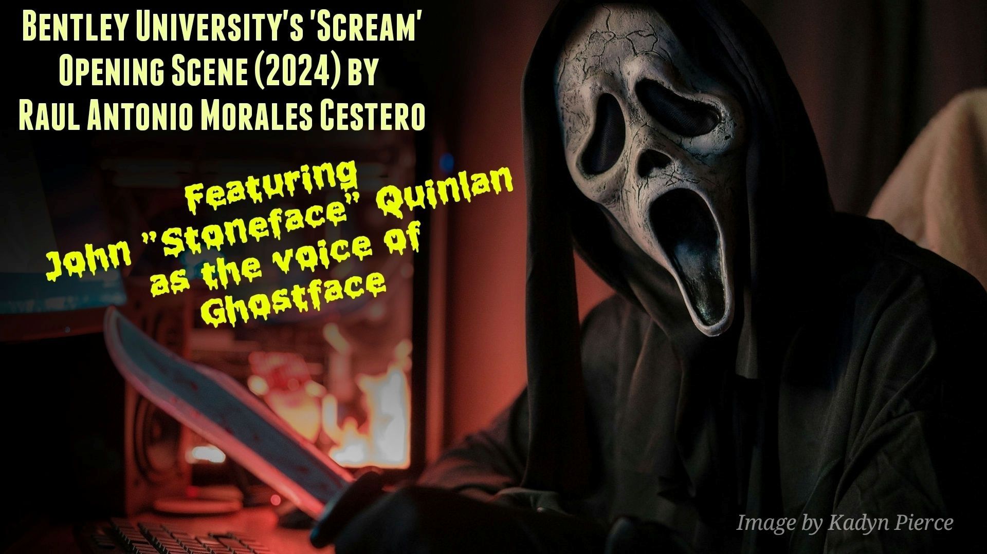 Bentley University's 'Scream' (2024) opening scene featuring John