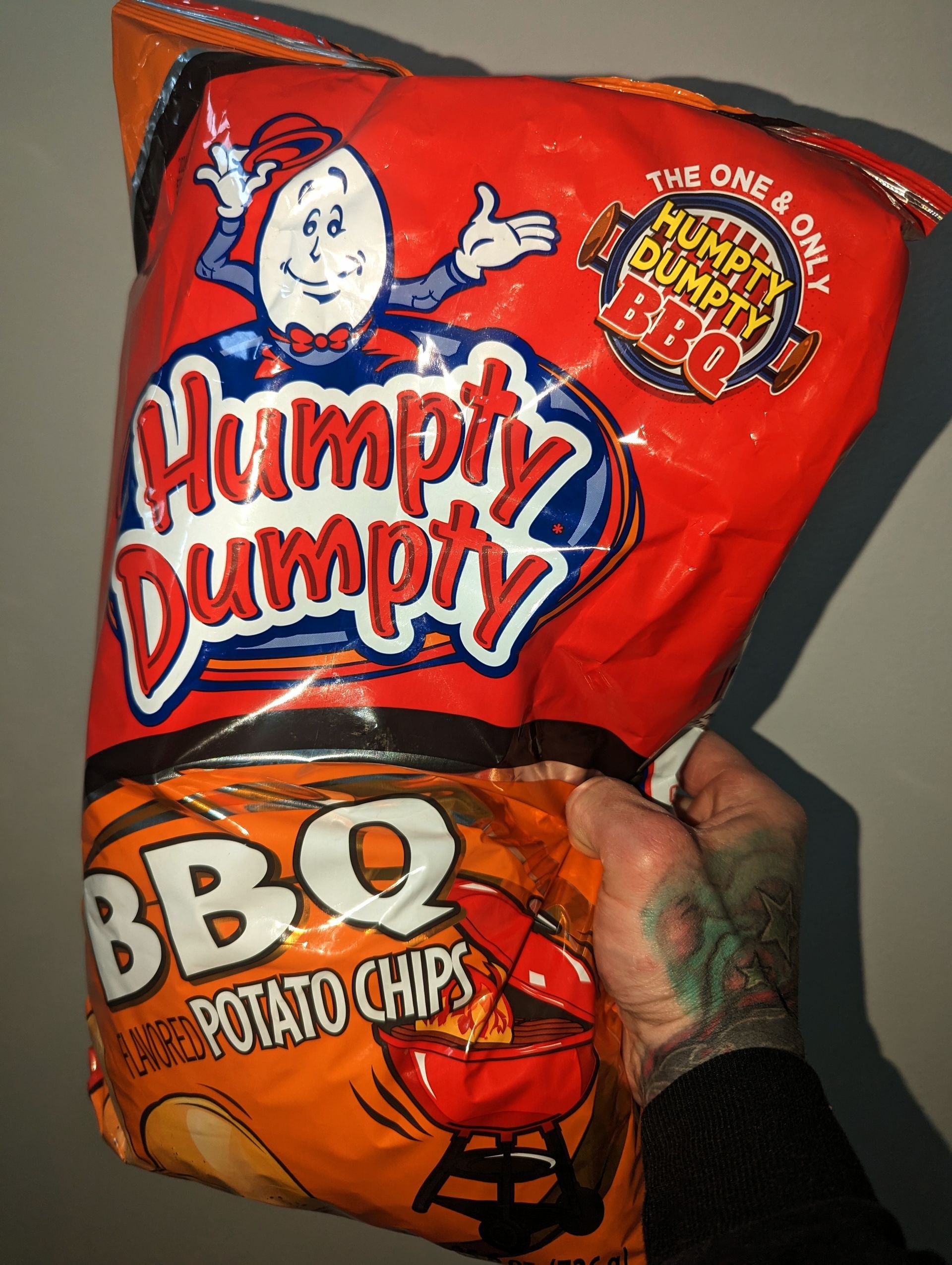 John Stoneface Quinlan with Humpty Dumpty Chips