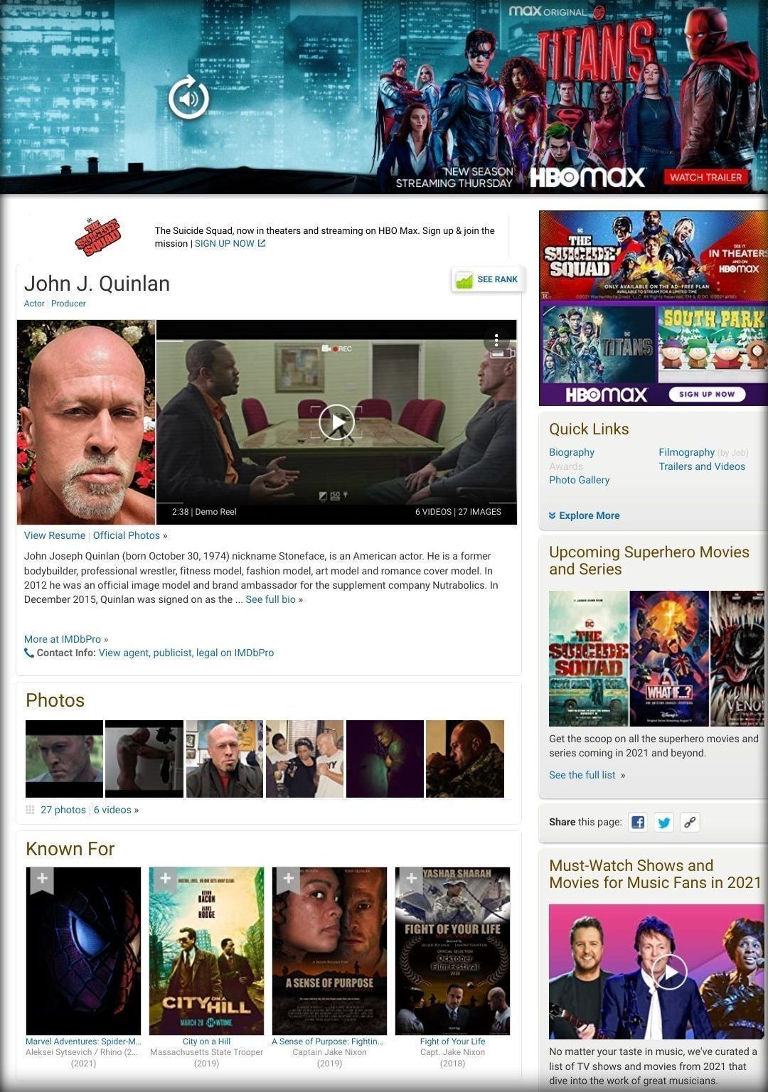 Model & Actor John J. Quinlan Celebrity IMDb 2021