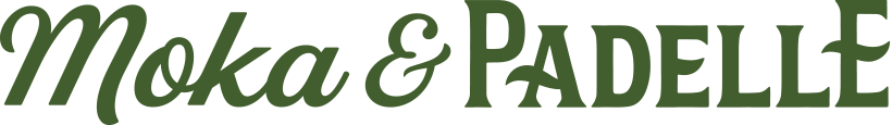 Logo Moka e Padelle con icone di pentole verdi che circondano il nome del marchio.