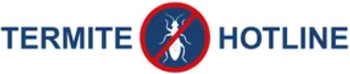 Termite Hotline logo with blue text and a red circle showing a termite icon.