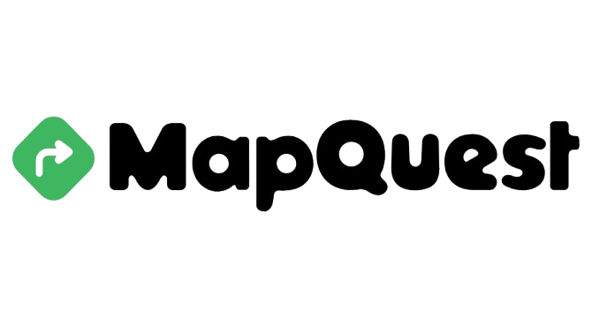 MapQuest logo with green icon and black wordmark on a white background