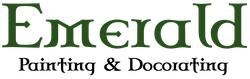 Home The logo for emerald painting and decorating is green and white.