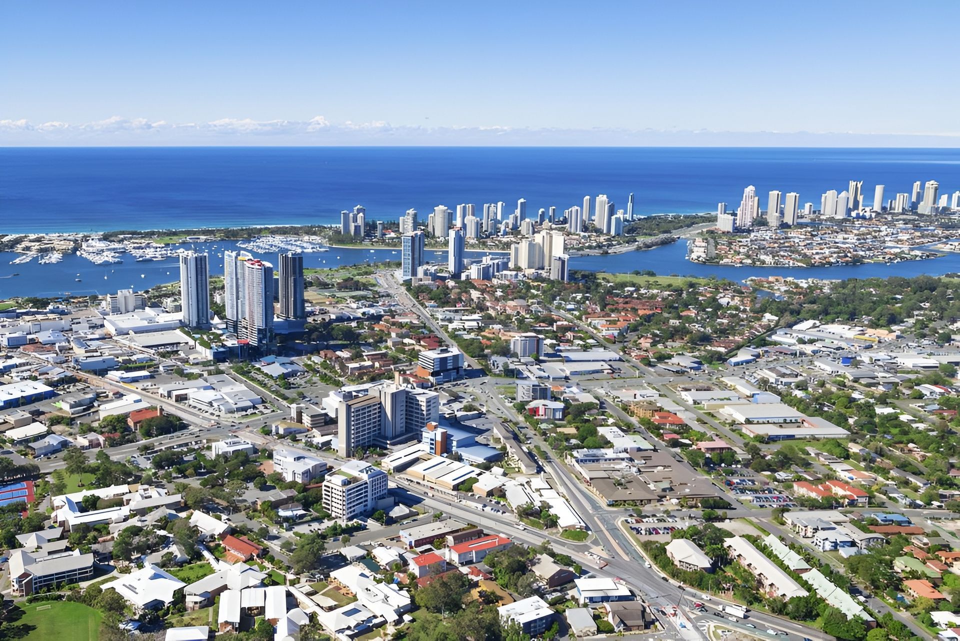 Aerial View of Gold Coast, Australia. Skyscrapers Line the Coast — Intolec Electrical In Robina, QLD