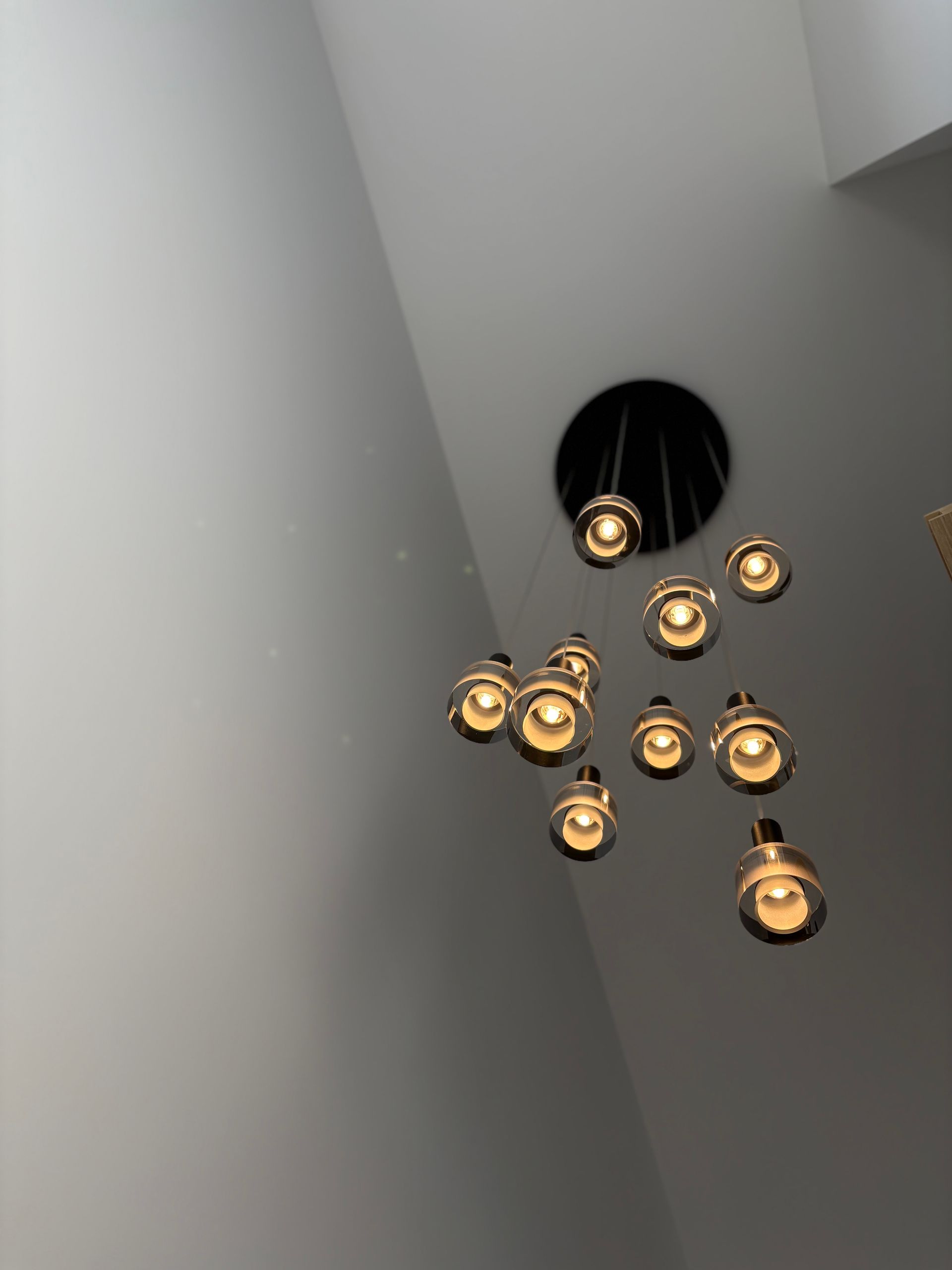 Modern Chandelier With Several Small, Golden Lights Hanging — Intolec Electrical in Tweed Heads, NSW