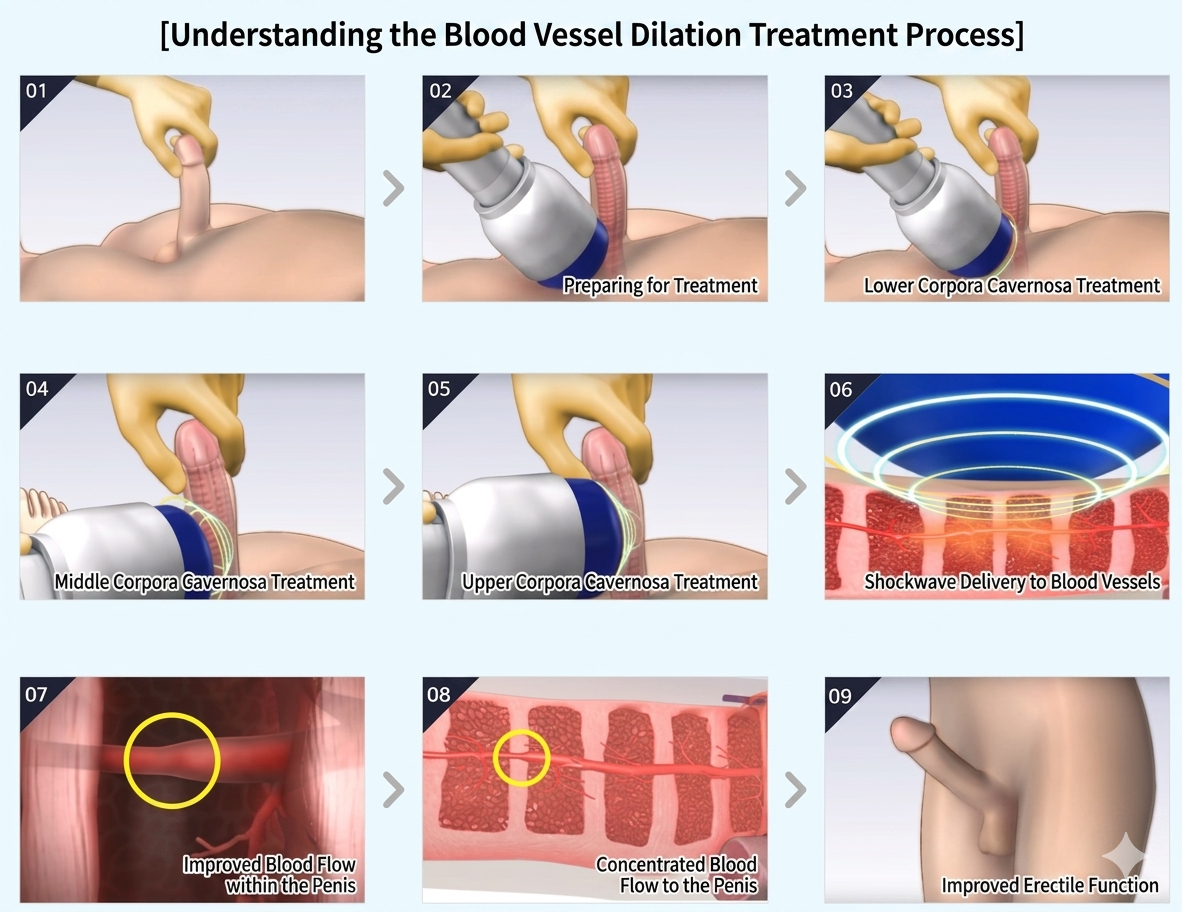 Li-ESWT shockwave therapy treatment process at Urogyn Men's Clinic Busan Seomyeon