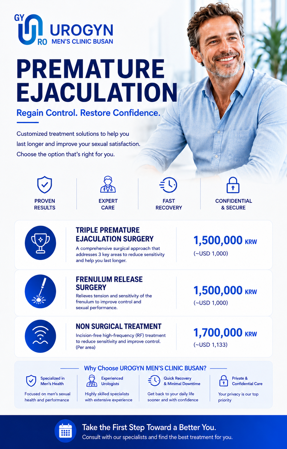 Premature ejaculation treatment at Urogyn Men's Clinic Busan