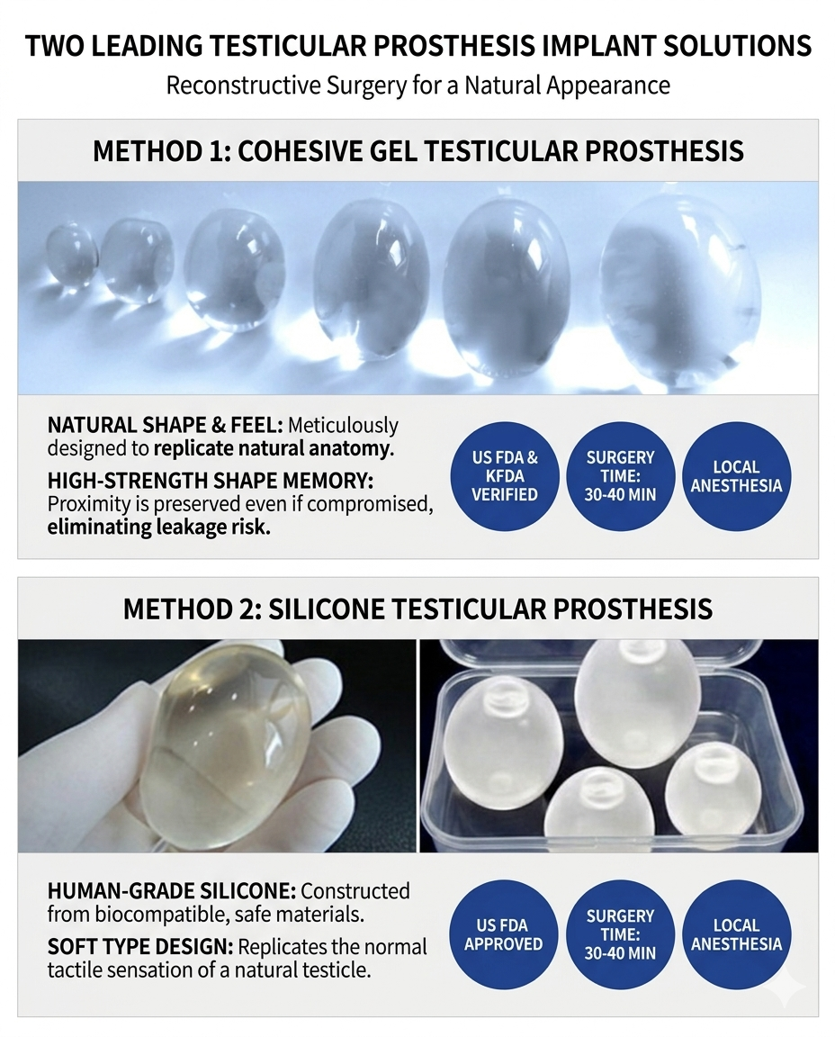 Two types of testicular prosthesis implant surgery at Urogyn Men's Clinic Busan Seomyeon