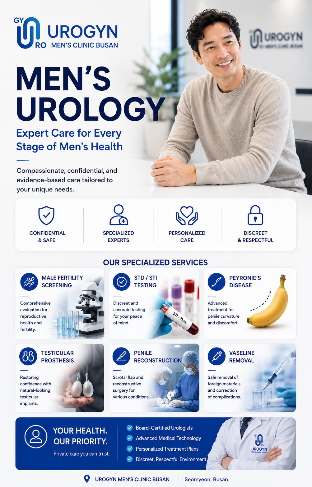 Men's urology fertility and STI testing at Urogyn Men's Clinic Busan
