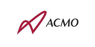 The acmo logo is red and black on a white background.