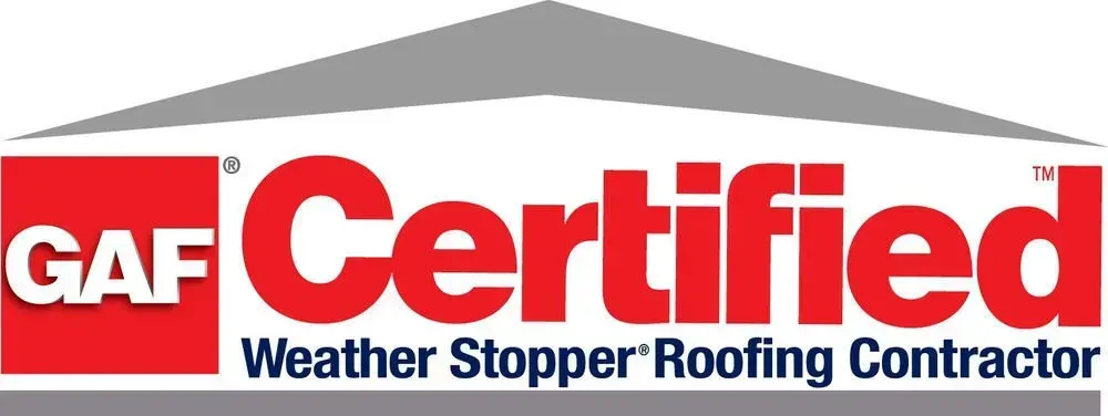 GAF Certified Weather Stopper Roofing Contractor logo in red and gray