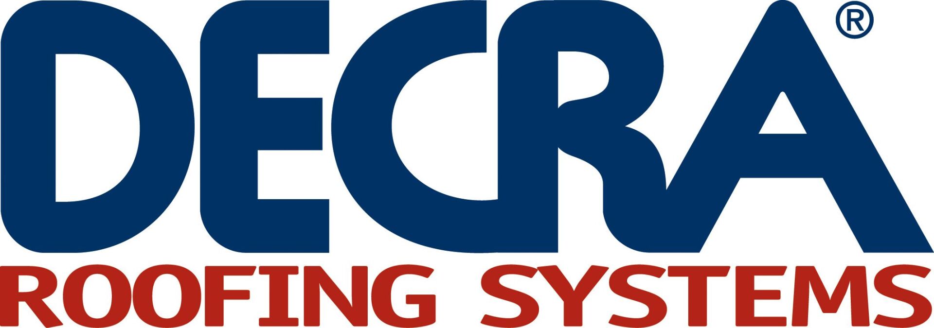 The decra roofing systems logo is blue and red on a white background.