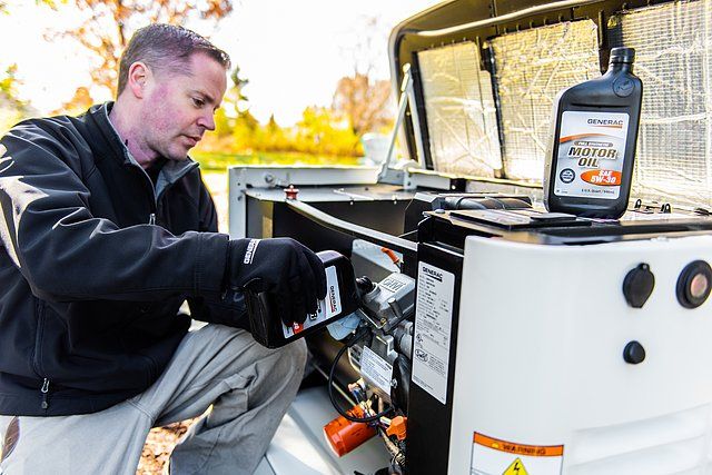 Man Using Generac Motor Oil - HVAC Contractor in Kernersville, NC