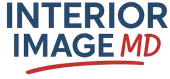 The words "INTERIOR IMAGE MD" in navy blue, with "MD" in red, underscored by a red swoosh line.