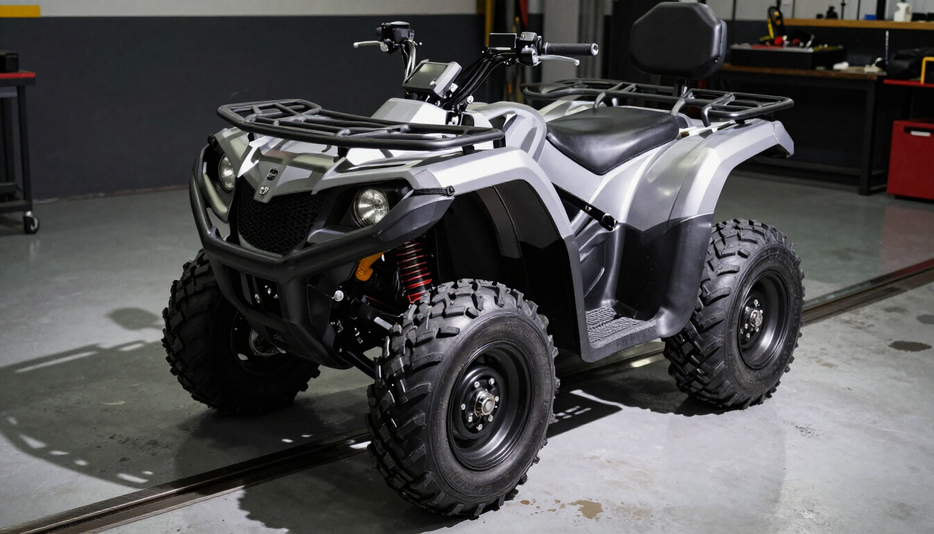 ATV quad strapped to dyno