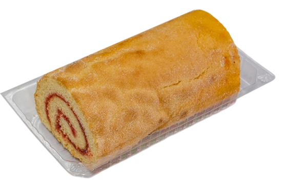 Swiss Roll Cake with Red Filling in A Clear Plastic Container — Henri's Wodonga Bakery in Wodonga, VIC