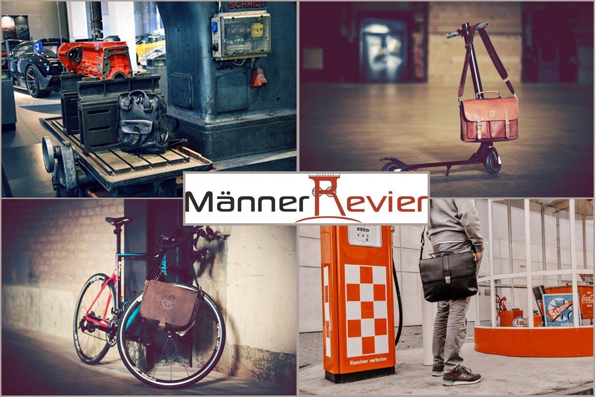 Eine Collage aus Fotos mit den Worten „Männer Revier“ auf der Unterseite