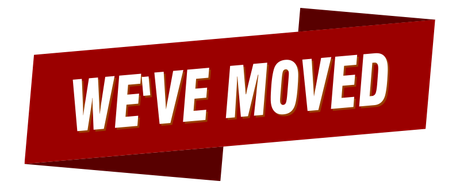 A red ribbon that says we 've moved on it