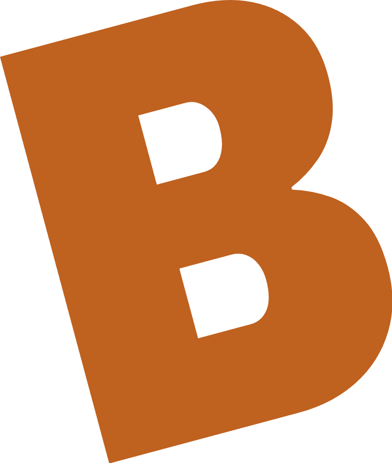 Orange, tilted letter