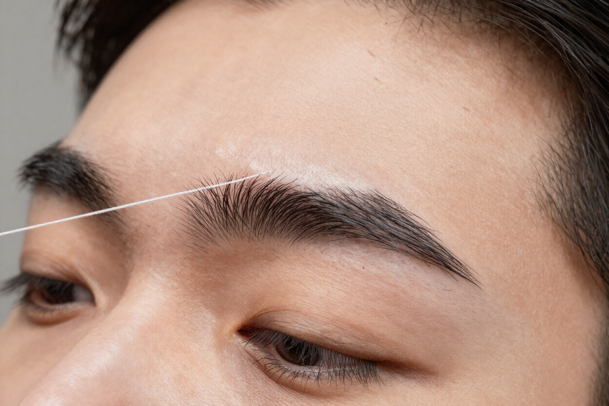 Cotton thread eyebrow shaping