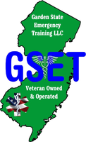 Logo of Garden State Emergency Training LLC: a green New Jersey map with blue "GSET" text, a medical symbol, and a star of life.