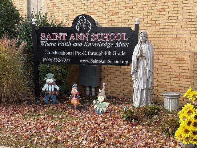Sign for Saint Ann School featuring the text 