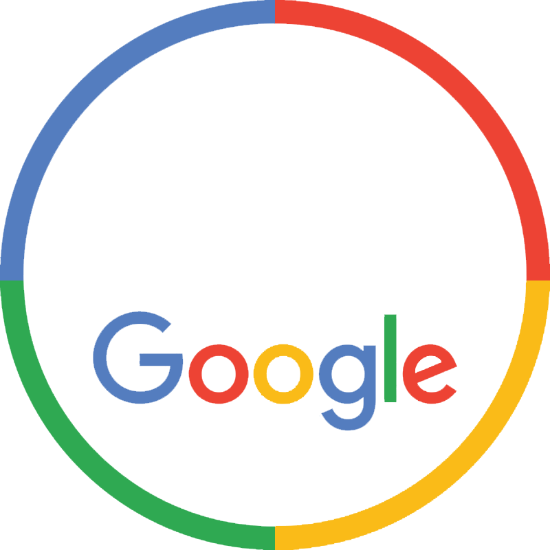 A google logo in a colorful circle on a white background