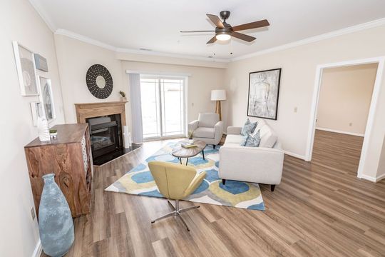 interior photo of a living room area with cozy set-up