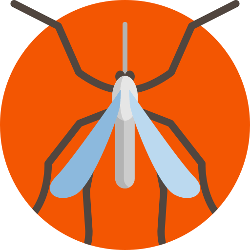 Un círculo naranja con un mosquito dentro.