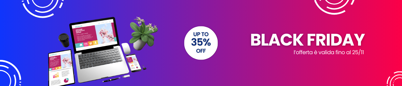 un banner per il black friday che offre un 35 % di sconto
