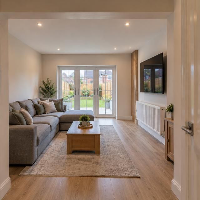 After: Garage conversion to living room