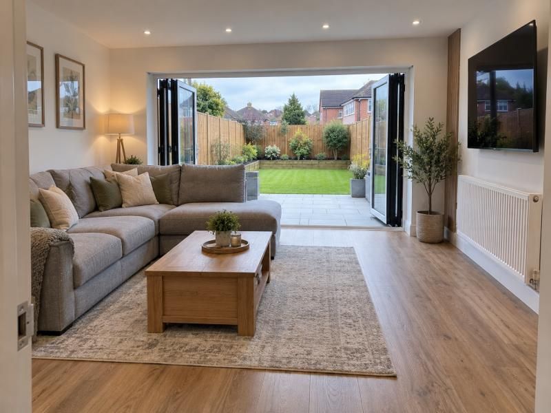 Garage conversion to living room: Opening up to the house